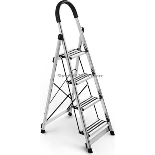Stainless Steel Indoor Herringbone Ladder Family Folding Thickening Four Or Five Step Multi-functional Expansion Project Climbin