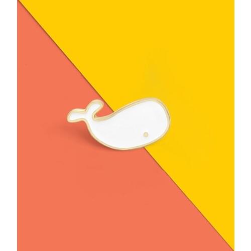 Cartoon Simple White Little Whale Enamel Pins Custom Mini Badge for Denim Jeans Lapel Pins Jewelry Gifts Brooches for Kids