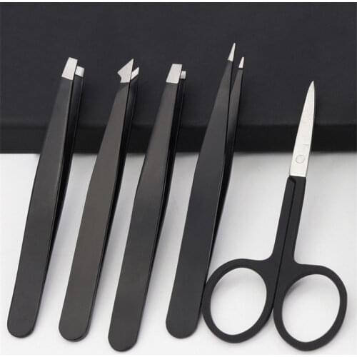 4/5Pcs Anti-static Stainless Steel Tweezers Set Maintenance Tools Beauty Scissors Precision Tweezers Repair Tools for Eyebrow