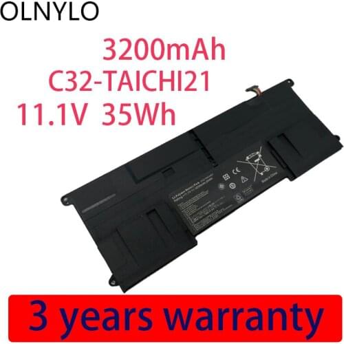 New C32-TAICHI21 Laptop Battery for ASUS Ultrabook TAICHI21 TAICHI 21 C32-TAICHI21 11.1V 3200mAh Free 3 Years Warranty