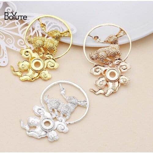 BoYuTe Wholesale 10Pcs Metal Alloy 33*50MM with 7MM Stone Base Hand Made Materials Diy Jewelry Findings Components