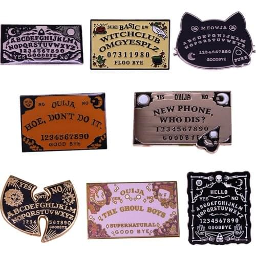 Ouija Board Sun Moon Cat Ghost Clan Occult Witch Enamel Metal Badges Lapel Pin Brooches Jackets Jeans Fashion Jewelry Accessorie