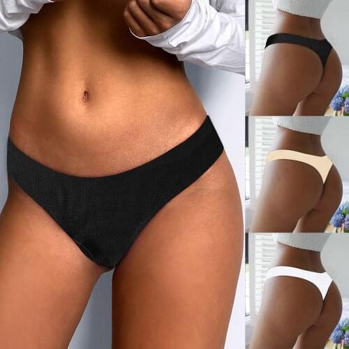 Women Solid Color Panties Temptation Low-waist Panties Thongs Underwear Female Menstrual Briefs Plus Size Underpants Lingerie