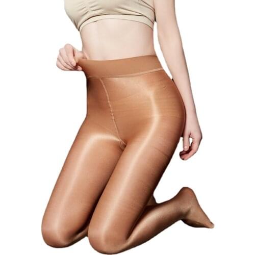 HIgh Quality Footed Dance Shimmery Tights for Female Stage Bright Ballet Dance Tights Bodysuits for Women Toast Color Pantyhose