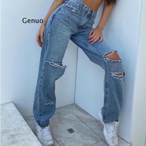 Woman Jeans High Waist Clothes Wide Leg Denim Clothing Blue Streetwear Vintage Quality 2021 Harajuku Straight Pants