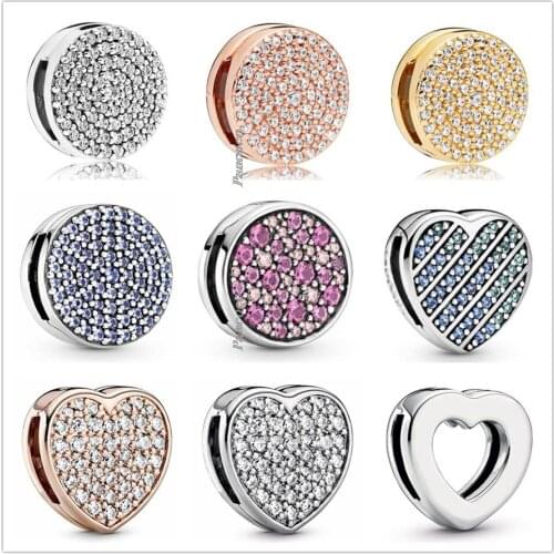 Original 925 Sterling Silver Reflexions Dazzling Elegance Clip With Crystal Charm Fit Pandora Women Bracelet & Necklace Jewelry