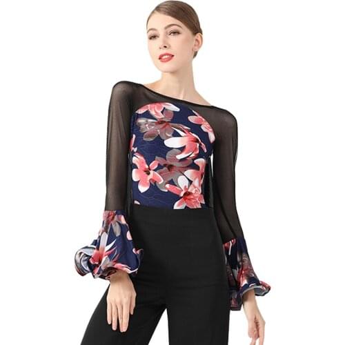 Floral Pattern Leotard Women Bodysuit For Ballroom Dance Competition Dresses Waltz Latin Tango Tops Standard Flamenco Costume