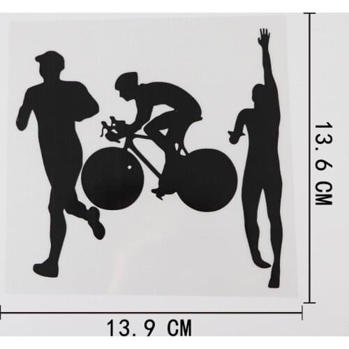 13.9CMX13.6CM Triathlon Run Bike Swim Endurance Decal Vinyl Car Sticker Black/Silver 8A-1125