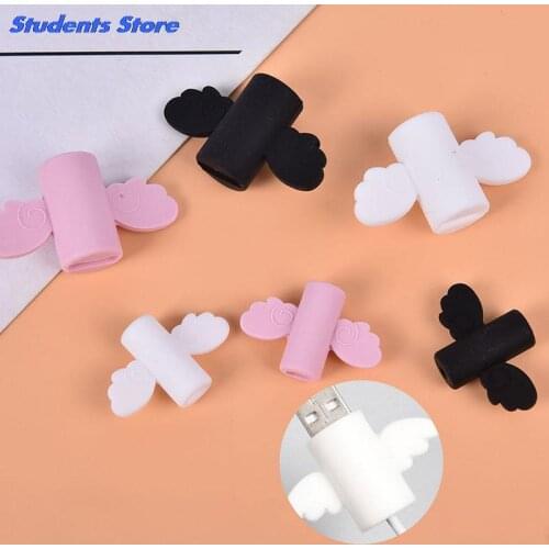 2Pcs Cute Angel Wing Cable Protector USB Cable Winder Organizer Holder for phone