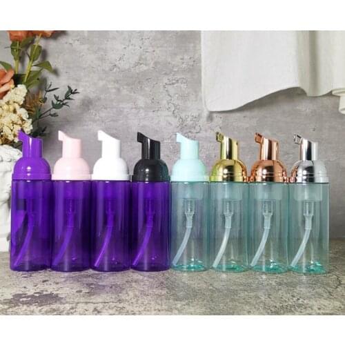 20pcs Foaming Bottle Liquid Soap Whipped Mousse Points Bottling Shampoo Lotion Shower Gel Foam Pump Bottles 60ml Purple Green