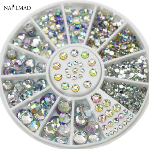 250/box 2/3/4/5mm Mini Colorful Rhinestones Round Flat Acrylic UV Nail Art Decoration Hot Selling Wheel Nail Rhinestones