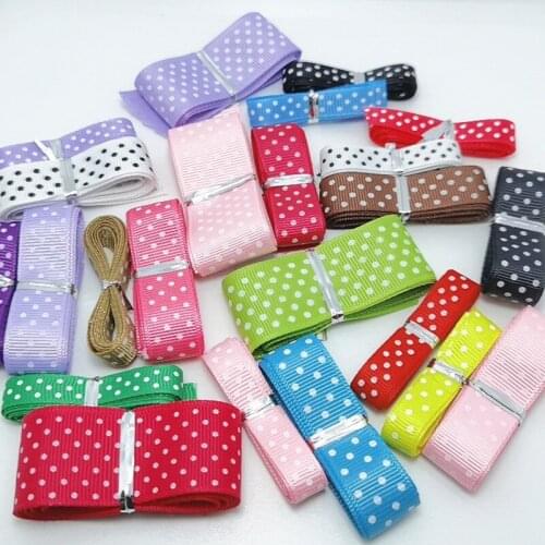 5Yards/Pack 10mm 15mm 25mm MIX Grosgrain Ribbon Printing Polka Dot Hair Bow Party Christmas Wedding Decoration DIY Gift Wrapping