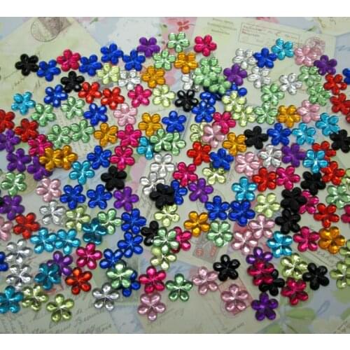 500Pcs 10mm Acrylic Mixed Bling Flower Decoration Crafts Flatback Cabochon Scrapbooking Fit Hair Clips Embellishments Beads Diy