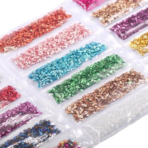 6bag Crushed Stone Glass Artificial Crystal DIY Epoxy Resin Glue Filler Nail Fragment Decoration Crafts Color Sequins Accessorie