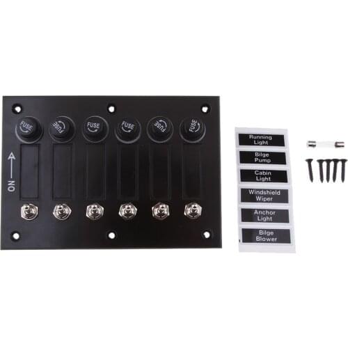 6-Gang Switch Panel Fused Marine Rocker switch Panel for Boats Car 12V