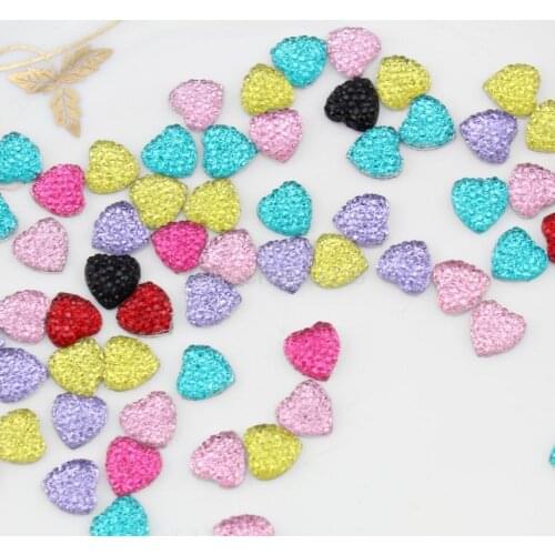 800pcs lovely Bling Heart Gems Resin Cabochons (11mm) Cell phone decor, hair accessory supply, DIY free shipping D25