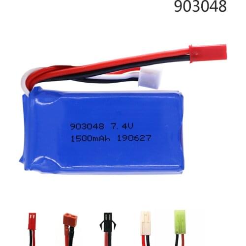 Upgrade 7.4V 1500mah LiPo Battery 903048 For Wltoys V353 A949 A959 A969 A979 k929 7.4 V Drone Battery For RC toys Car Helicopter