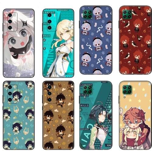Black tpu Case For Huawei P30 Lite P30 Pro P40 Case For Huawei P40 LITE E P Smart 2020 Case Cover Genshin impact