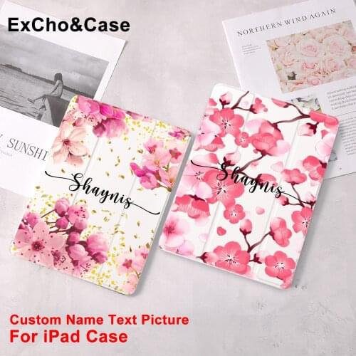 For ipad Case Flowers Custom Name For iPad Air 4 With Pencil Holder 10.2 inch 8th Generation 7th 9.7 5th 6th 12.9 Pro Mini 4 5
