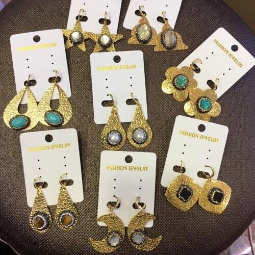 DIY 2017 Fashion Gems Stone Drop Earrings, Many Colors for Choice, Crystal pagoda USA Women Eardrop Cingesto factory supplier