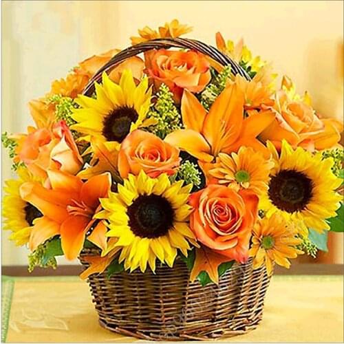 DIY 5D Full Square Diamond Embroidery Crystals Diamond Mosaic Picture sunflowers Round Diamond Painting Cross Stitch Kits FF2020