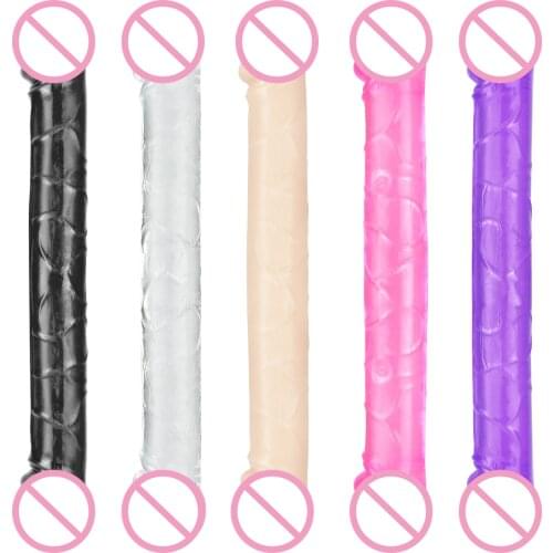 Sex U Shape Double Dildo Flexible Soft Jelly Vagina Anal Women Gay Lesbian Double Ended Dong Penis Artificial Penis Sex Toys