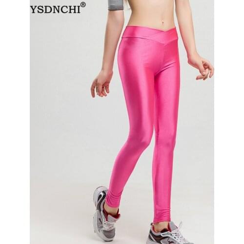 Fluorescent Candy Color Push Up Leggings Womens Clothing Elastic V Waist Exercise Pants High Stretch Fitness Leggins