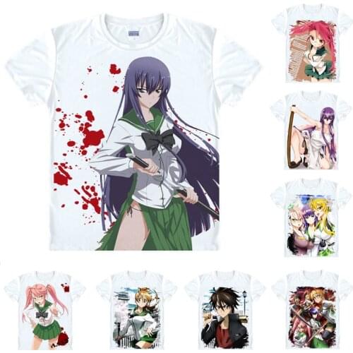 Coolprint Anime Shirt Apocalyptic Academy Highschool of the Dead T-Shirts Multi-style Short Sleeve Saeko Busujima Cosplay Shirts