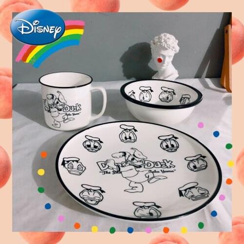 Disney Cute Cartoon Donald Duck Cereal Mug Tableware Ceramic Bowl Cute Salad Bowl Mug Ceramic Mug