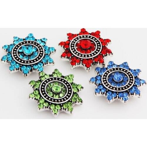 Hot KZ1196 Elegant Sun Rhinestone 18mm snap buttons fit DIY beauty snaps bracelets Bangles necklaces jewelry wholesale