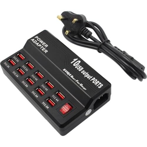 Multifunctional 10-Port USB Hub High Speed AC to DC Power Socket USB Charging Station Travel Charger USB-Powered Devices