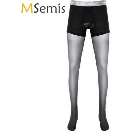 Mens Lingerie Hollow Out Bulge Pouch Lingerie Boxer Briefs Sexy Pantyhose Underwear Wide Elastic Waistband Leggings Nightwear