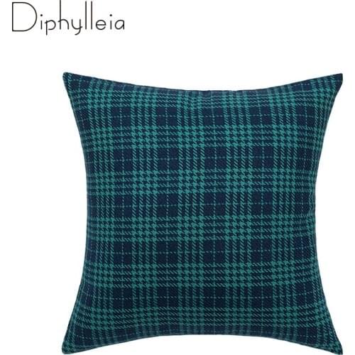Diphylleia Scottish Tartan Plaid Cushion Case Cotton Polyester Throw Pillow Cover 45x45cm For Farmhouse Decor Blue And Green
