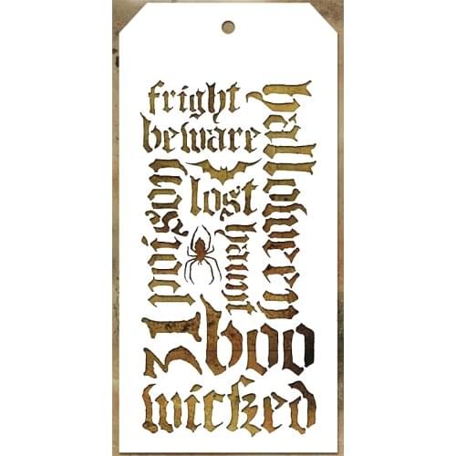 2021 New Label Tag Plastic Stencil For Craft Making Halloween Word Scrapbooking Background Greeting Card No Metal Cutting Dies