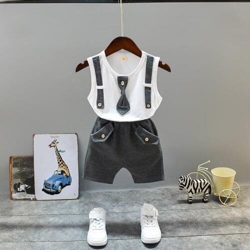 Summer New Kids Clothing Sets Vest + Shorts 2 Pcs Baby Boys Clothes O-neck Clothing for Boys Casual Family Clothing Sets 1-4 Y