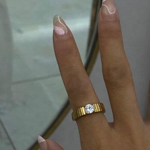 Dazan New Wedding Stainless Steel Custom Trendy Korean Zircon Promise Adjustable Neck Itl Rings For Wome True Jewelry For Party