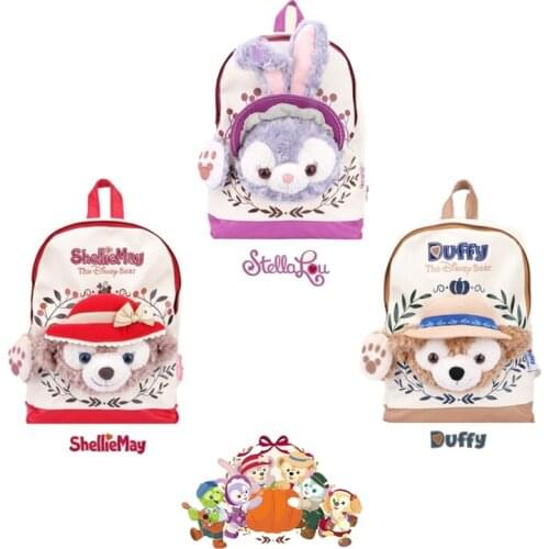 Disney Duffy ShellieMay StellaLou Plush cartoon large-capacity student casual backpack birthday gift childrens toy storage bag