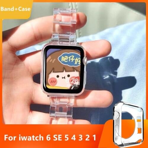 38mm 42mm Transparent Strap Suitable For Apple Watch 123456 SE Smart Replacement Watchbands Cinturino In Resina
