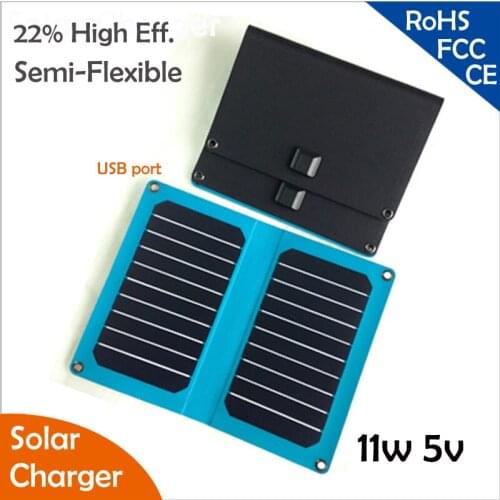 Highest Efficiency 11W 5V Foldable Sunpower Solar Panel with USB Outlet for Charging Mobile Phone, Laptop, Tablet, outdoor use