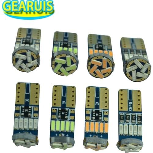 100pcs T10 15 SMD 4014 Chips 50MA Led W5W 194 Car styling Side Wedge Map door reading Tail Light Lamp Bulb White Blue red 12V