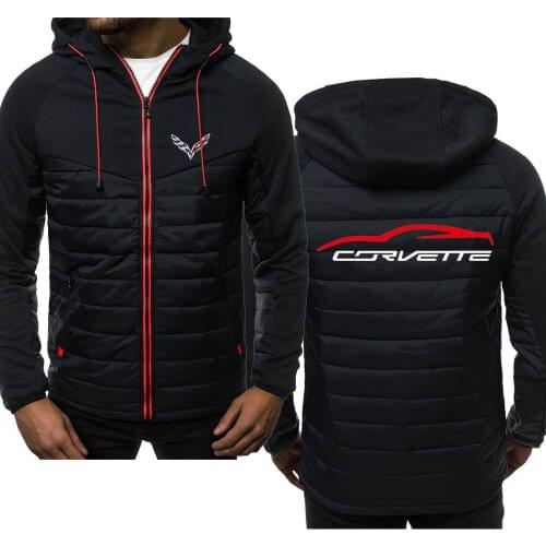 New Corvette Spring Autumn Mens Hoodies Classic Fashion Male Casual Long Sleeve Solid Color Padded Zipper Jacket