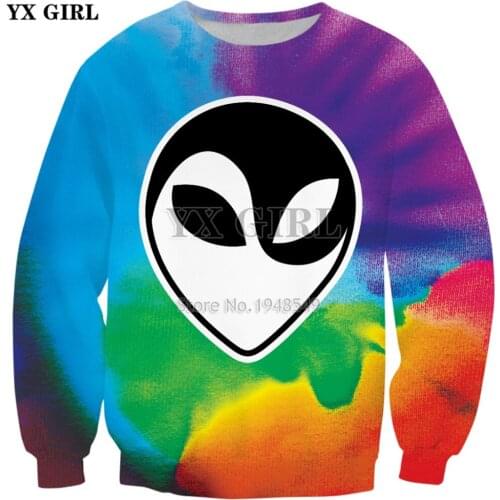 YX GIRL 2018 New Fashion Long Sleeve Sweatshirt Rainbow Shaped Yin Yang Head 3D Printing Men Women Sweatshirt Casual Pullovers