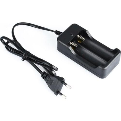 18650 Battery Charger Black 2 Slots AC 110V 220V Dual For 18650 Charging 3.7V Rechargeable Li-Ion EU Plug
