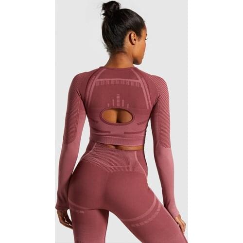 Womens Suit Seamless Yoga Set Women Fitness Clothing Workout Pant Sportswear Long Sleeve Crop Top Gym Leggings Sports Suits