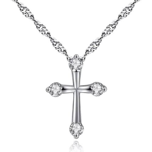 Silver color cross holy necklace women classic clavicle chain the cross pendant Trendy gift accessories