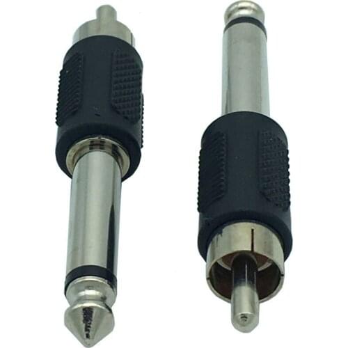 1/4" Dual 6.35mm Mono Male to RCA Male AUX Audio Convertor Adapter