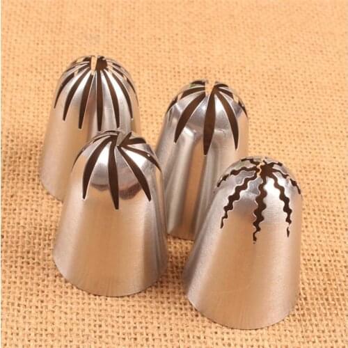 1-4pcs Rose Cookies Mold Sultan Tube Icing Piping Nozzles For Decrating Cake Big Size Russian Pastry Tips Dessert Decor
