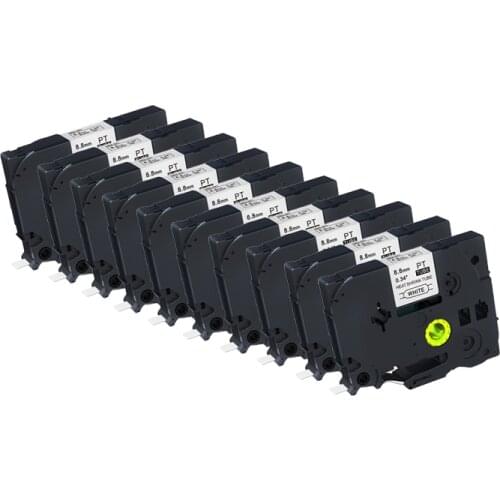 10-P Compatible TZ label Heat Shrink Tube Tape HSe-221 8.8mm 1.5m Black on White Lamintated Cassette for Brother P touch Printer