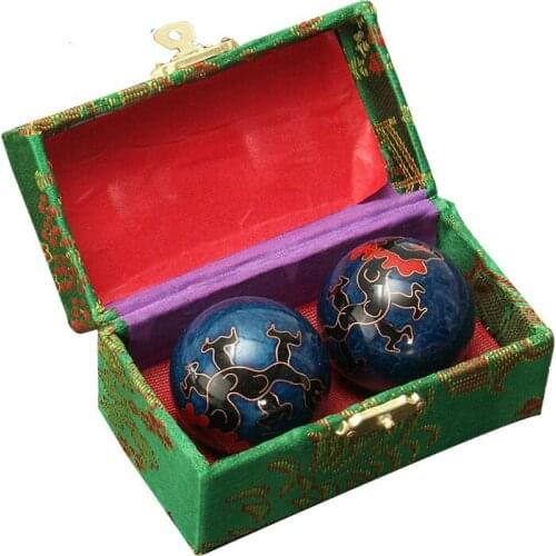 2 Useful Chinese Cloisonne Sports Pressure Ball Wrist Pure Chrome Fixed Ball Health Massage Ball Jewelry