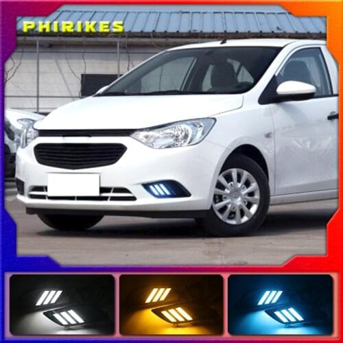 2pcs Car LED Daytime Running Light for Chevrolet Sail 2014 2015 2016 2017 DRL White Turn Signal Light Yellow Blue Fog Lamp